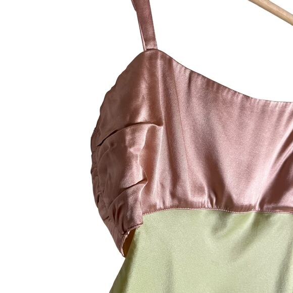 Hansen & Gretel Honeydew Blush Melon Silk Satin Sleeveless Mini Dress Size XS - Picture 5 of 12